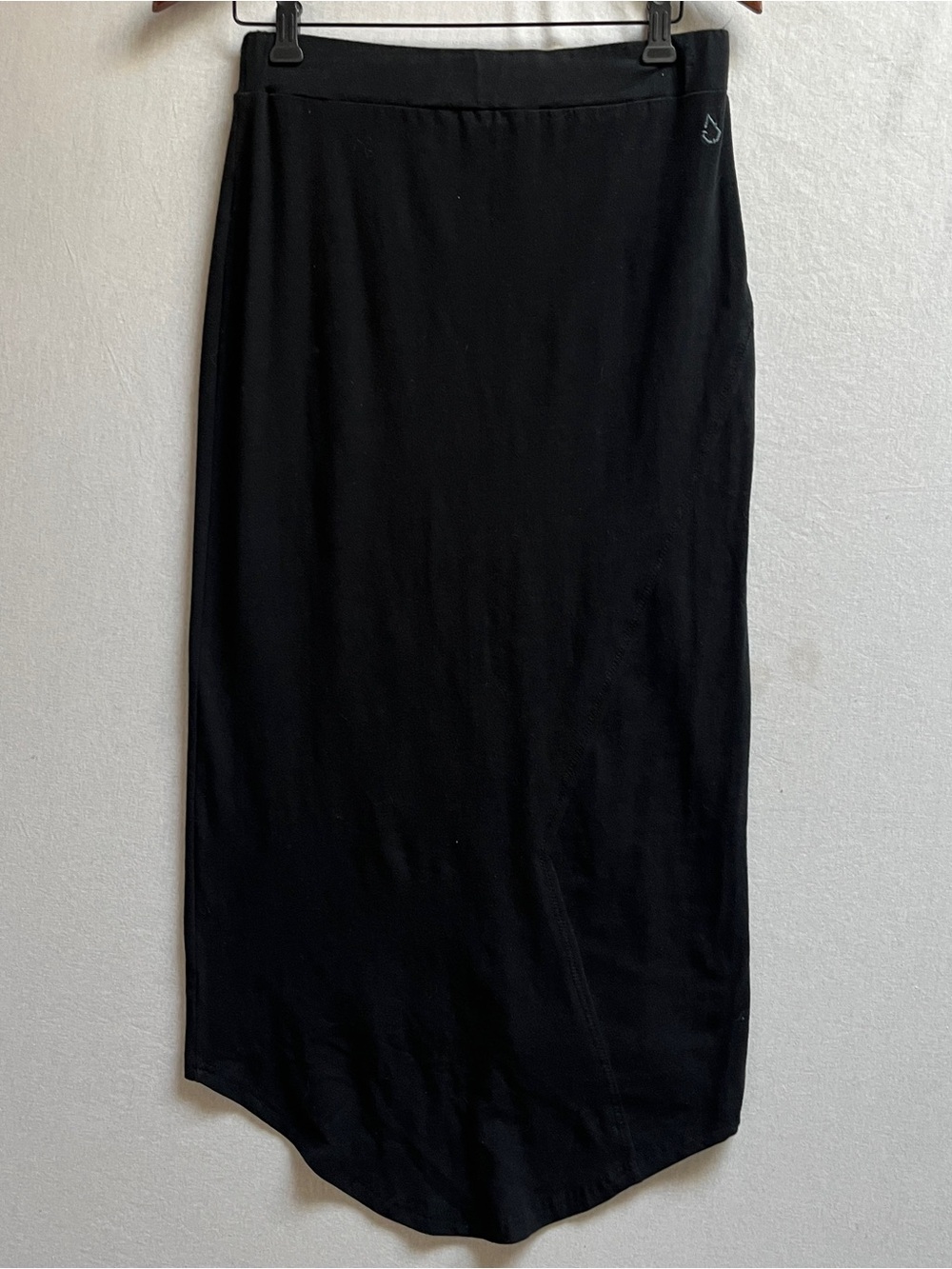 Volcom Black Curved Hem Midi Skirt Elastic Waist Size Small